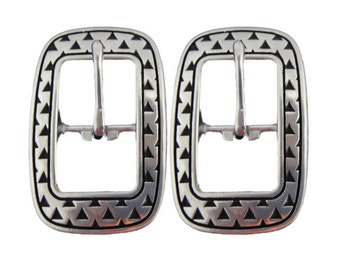 New Pair Jeremiah Watt Rasp Center Bar Buckles Stainless Steel Western Horse Tack Hardware