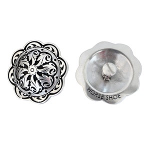 New Pair Jeremiah Watt Chicago Screw Back Conchos Black Floral Western Horse Tack Hardware