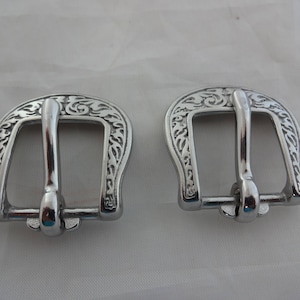 Neues Paar Jeremiah Watt Heel Bar Traditionelle Schnallen Floral Edelstahl Western Horse Tack Hardwares Sporen Riemen Kopfstücke