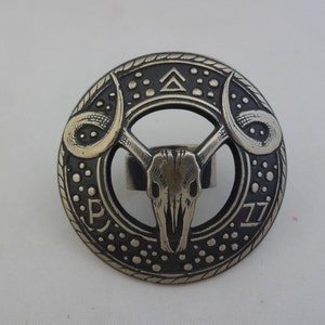 Neuer Schal Folie Ring Jeremiah Watt Steer 1 7/8&quot; antik weiß Bronze Concho Bandana Wild Rag Pferd Brustriemen Hardware Buckaroo