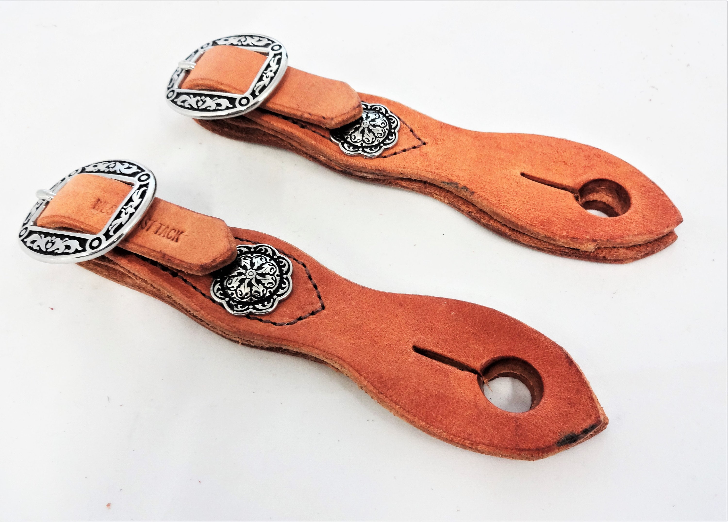 Slobber Straps Hermann Oak Harness Leather Horse Tack Jeremiah Watt Buckles Conchos Pair