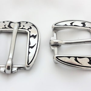 New Pair Jeremiah Watt Heart Buckles Black Floral Stainless Steel Western Horse Tack Hardware