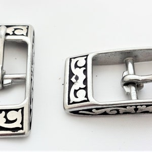 New Pair Jeremiah Watt Lay Flat Streamliner Black Floral Stainless Steel Western Horse Tack Hardware