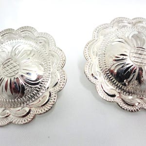 Pair Sydney Flower Hansen Western Gear Bridle Loop Back Conchos  Sterling Silver Overlay Horse Tack Headstall