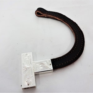Ear Tee Chocolate Brown Leather Slip One Ear Piece Hansen Western Gear Silver Plate Vervanging Horse West Coast Tack