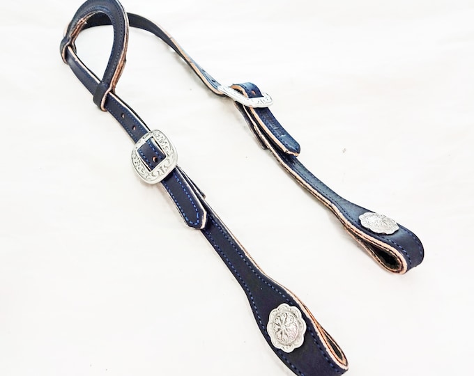 Navy Blue Harness Leather Slip One Ear Headstall Jeremiah Watt Etsy