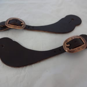 Sporn riemen Dunkel Schokobraun Englisch Bridle Leder Western Antik Kupfer Karren Schnallen Paar West Coast Tack Erwachsene