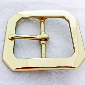 1 3/4 inch Polished Solid Brass Belt Buckle - F1