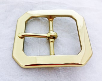 Clip Corner Solid Brass Western Belt Buckle Utility Work Horse High Gloss Horse Tack