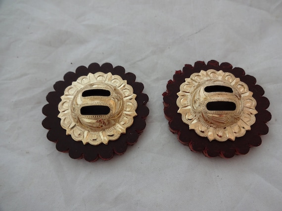 Nouvelle paire fendue en laiton gravé El Paso Pico Hansen Gear Western selle Conchos en cuir Latigo Rosettes harnachement - France