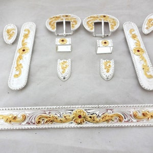 Phoenix 11 Piece Silver Plate Red Stones Western Horse Show Halter Set Hansen Western Gear Buckles Bars Conchos