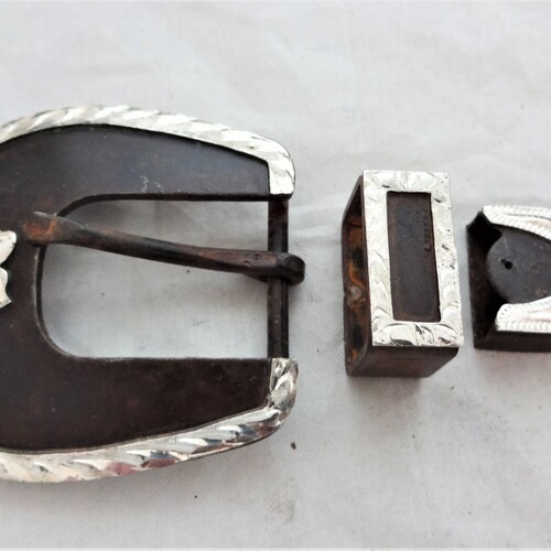 Salinas Hansen Western Gear 3 Piece Belt Buckle Brown Iron Etsy