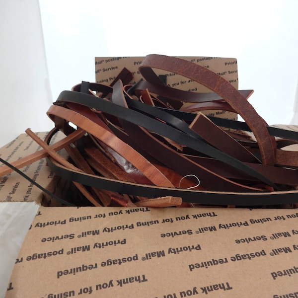 6+ Pounds Hermann Oak Harness Latigo Leather Scraps Pieces 8-12 Ounce Heavy Repair Craft Leatherwork Strips Strings