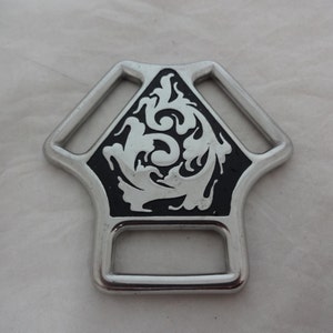 New Jeremiah Watt Breast Collar Martingale Center Black Floral Western Horse Tack Hardware Stainless Steel
