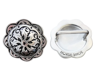 Paire De Conchos Jeremiah Watt - Old Time Style - Boucle De Bride 1 1/2" - Inox Pour Cheval