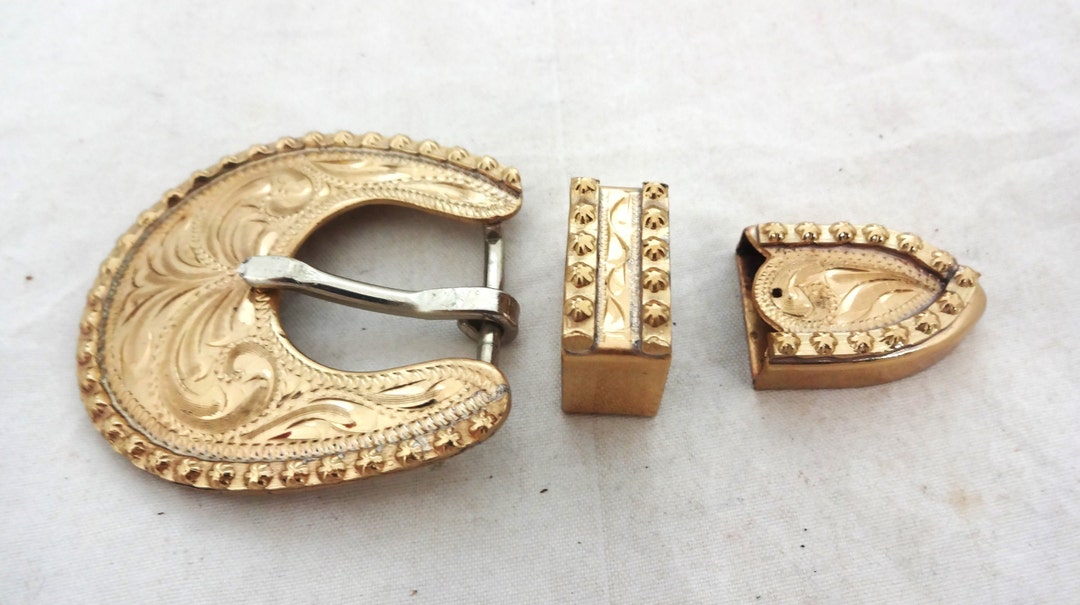 New Hansen 3 Piece Set Buckle Keeper Loop & Tip Yuma Berry Engraved