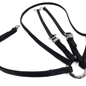 Running Martigale Hermann Oak  Black Harness Leather Jeremiah Watt Buckles Hardware Horse Tack Training Stainless Steel Western