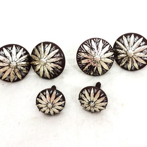 6 Piece Saddle Set Daisy Flower Brown Iron Sterling Silver Plate Conchos Saddle Hansen Western Gear Horse Tack Wood Screws