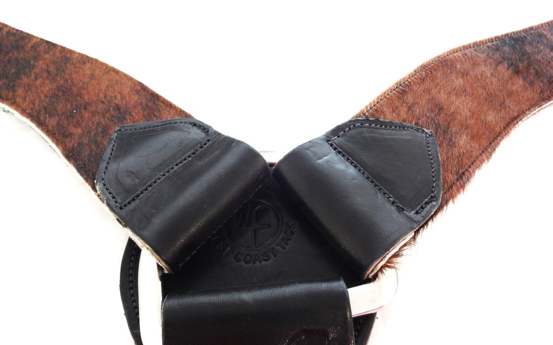 Roper Breast Collar Brindle Hair on Cowhide Hermann Oak Black Leather West Coast Tack Horse