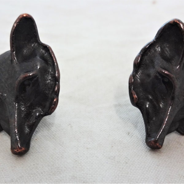 New Pair Antiqued Bronze Fox Head Conchos Screw Backs Western Horse Tack Hardware Headstall Bridle Belts Purse