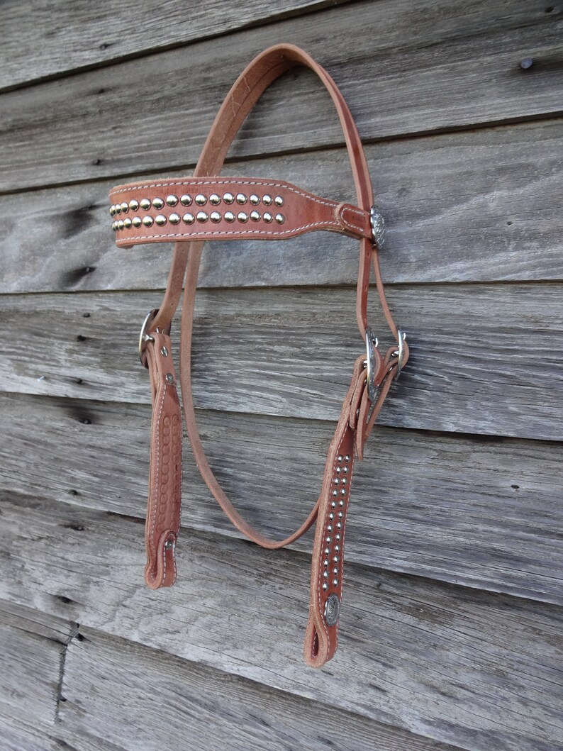 Hermann Oak Harness Leather Headstall Spotted Horse Tack | Etsy