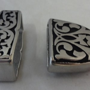 New Jeremiah Watt Belt Buckle  Loop & Tip Set Black Floral Stainless Steel Western Horse Hardware