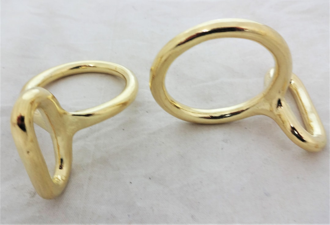 Pair Fixed Loop and Ring Noseband Halter Hardware Solid Brass Horse