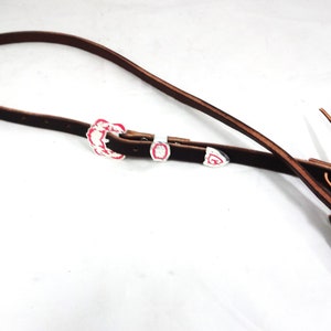 Bosal Hanger Chocolate Bridle Leather Horse Tack Hackamore Strap Water Ties Hansen Pink Silver Plate Buckle