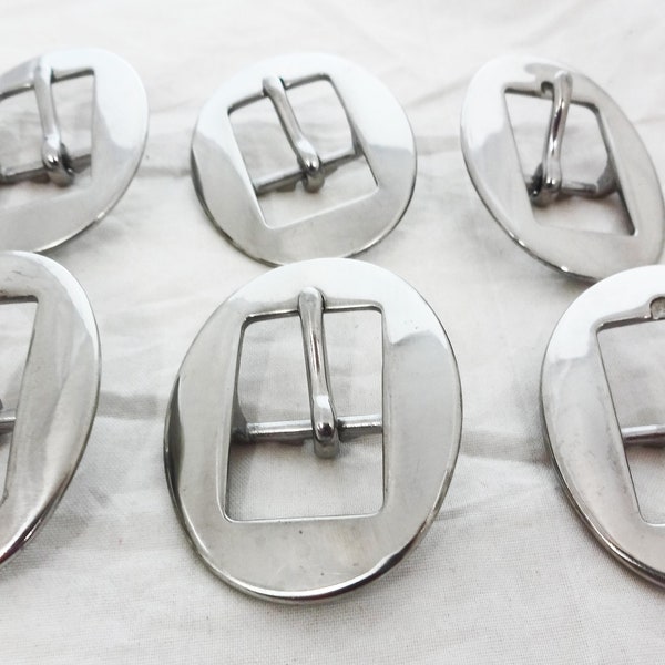 Set of 6 Cart Oval Buckles Stainless Steel Horse Tack Belts Hardware Western