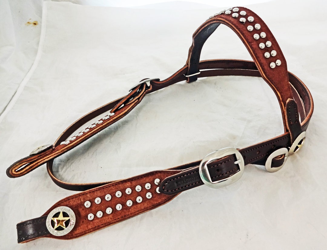 Showman Brown Steel Horse Bit With Texas Star Concho & Beading - 7.75" Cheeks