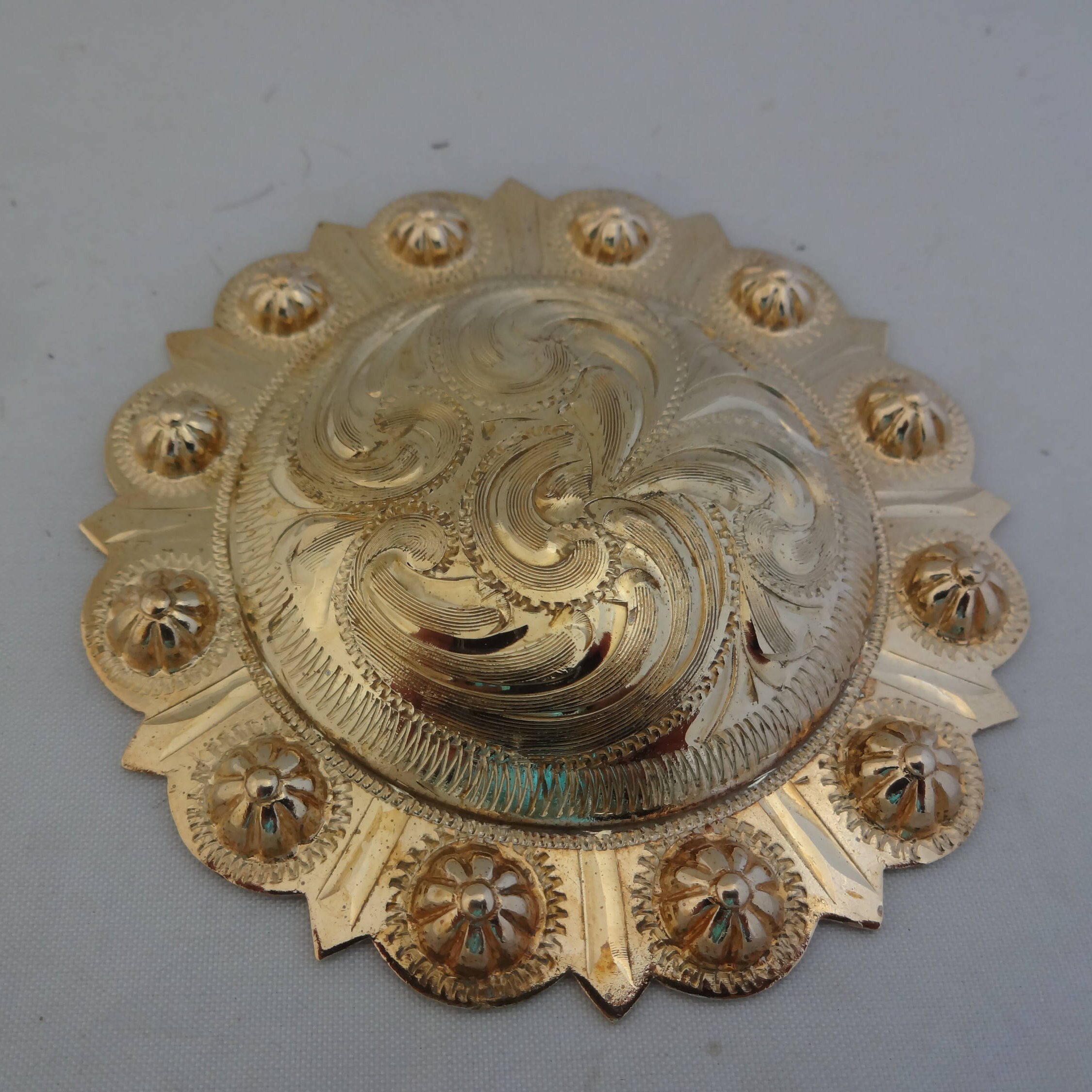 Engraved Brass Yuma Berry Hansen Western Gear Screw Back Etsy