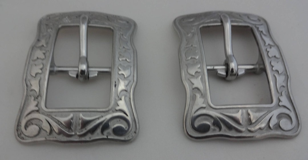 Paire De Conchos En Acier Inoxydable 1 1/2 Pouce - Pour Bride De Cheval, Boucle Arrière