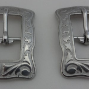 Paar Jeremiah Watt Buckles Quadrat Floral Edelstahl Western Pferd Tack Hardware