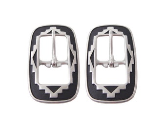 New Pair Jeremiah Watt Center Bar Buckles Southwest Stainless Steel Western Horse Tack Hardware