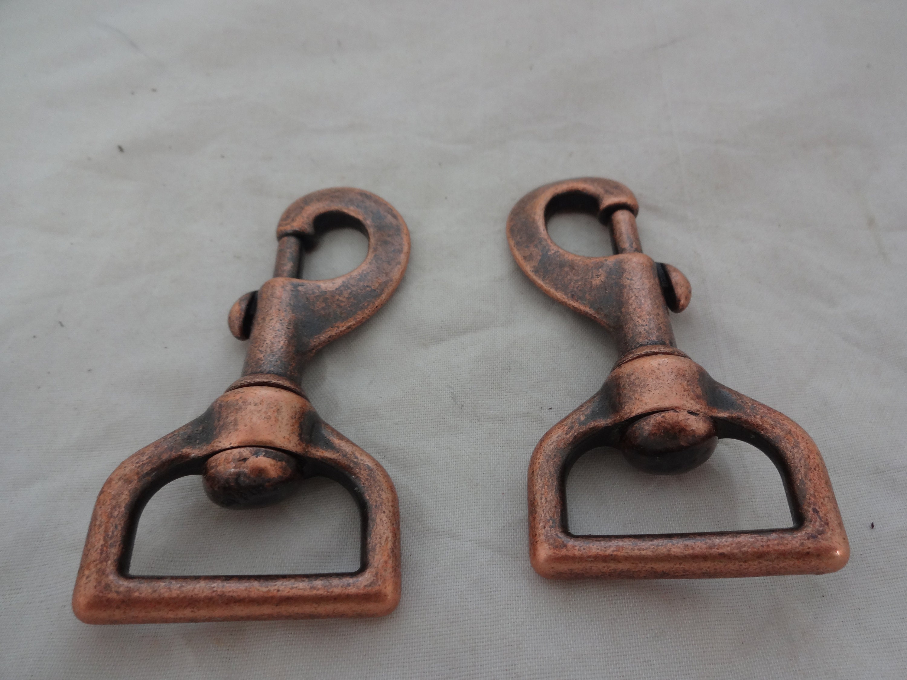 Pair Antiqued Copper Flat Square End Swivel Snaps Halter New Hardware Horse  Tack Leads Rope 