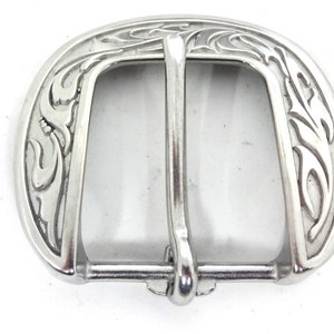 New Jeremiah Watt Heel Bar Belt Buckle Engraved Floral Stainless Steel Western Horse Tack Hardware