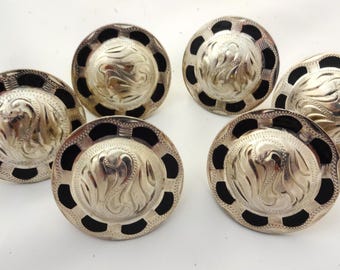 Set of 6 WESTERN HORSE SADDLE TACK CONCHO ANTIQUE STAR