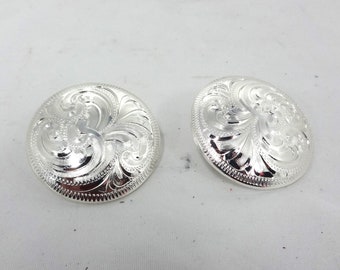 New Pair Oakdale Hansen Bridle Loop Back Conchos Silver Plate Western Horse Tack Hardware