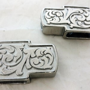 Pair Jeremiah Watt One Ear Slides Floral Headstall Western Horse Tack Hardware Stainless Steel