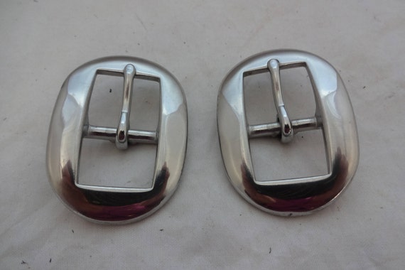 Pair Stainless Steel Oval Cart Buckles Horse Tack Belt Hardware Uptugs Western