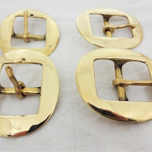 Lot von 4 Warenkorb Oval Schnallen aus massivem Messing Größen Halsbänder Pferd Tack Gürtel Hardware Western