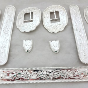Columbia 9 Piece Silver Plate Rope Edge Western Horse Show Halter Set Hansen Western Gear Buckles Bars Conchos