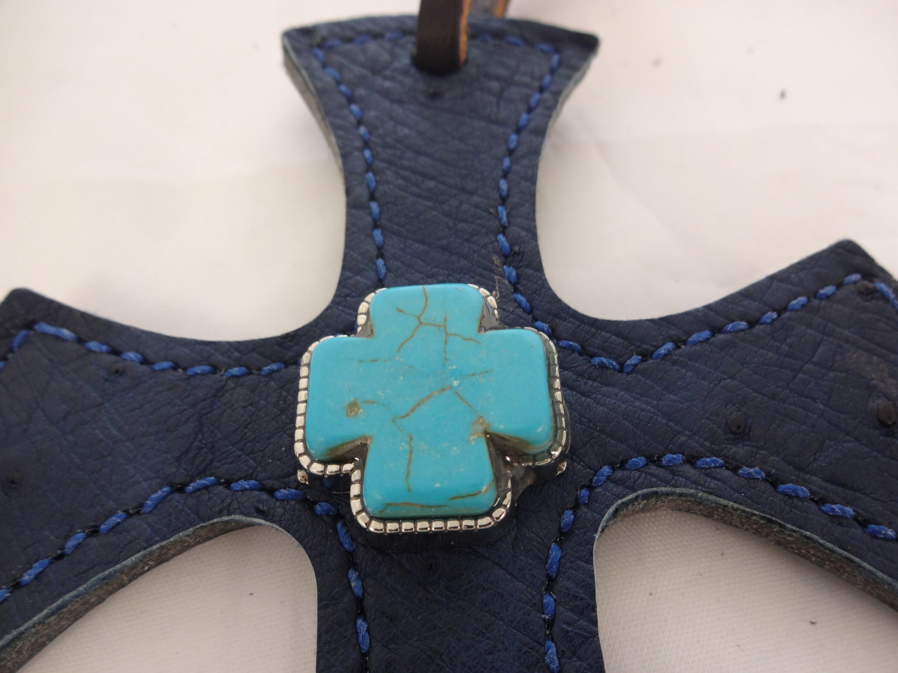Cravate western croix de selle bleu marine pico baie nickel