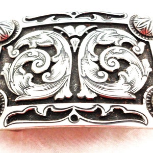 Jeremiah Watt Floral White Bronze Belt Buckle Rectangle Western HSBT 1 1/2 Inch