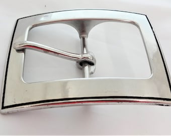 New Jeremiah Watt Rectangle Belt Buckle Smooth Grooved Stainless Steel Western Horse Tack Hardware