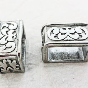 New Jeremiah Watt Buckle Loop Keeper Pair Floral Wire Edge Stainless Steel Western Horse Hardware Headstall