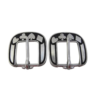 Neues Paar Jeremiah Watt Heel Bar Buckles Card Suit Edelstahl Western Horse Tack Hardware