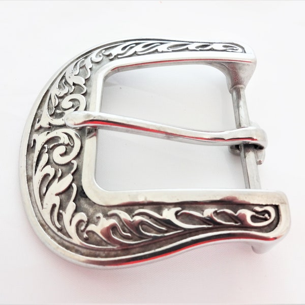 New Jeremiah Watt Heel Bar Belt Buckle Traditional Floral Stainless Steel Western Horse Tack Hardware