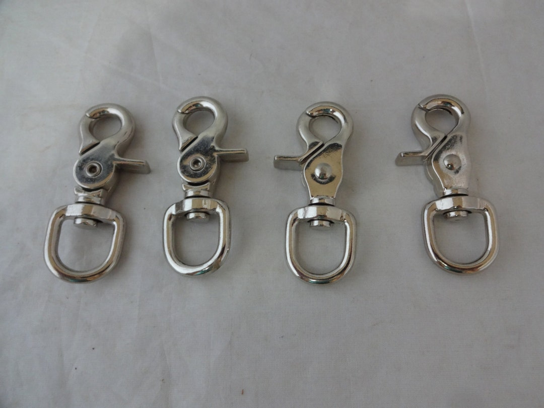 Lot of 4 Flat Trigger Scissor Snaps Round End Rein Nickel Plated New