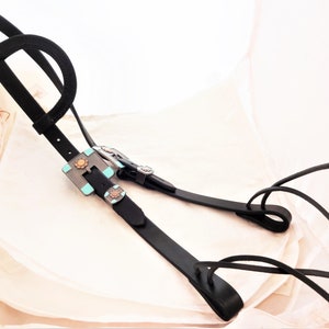 West Coast Tack Black Hermann Oak Harness Leather Slip One Ear Headstall Antiqued Nickel Turquoise Square Buckles Horse Tack Water Ties